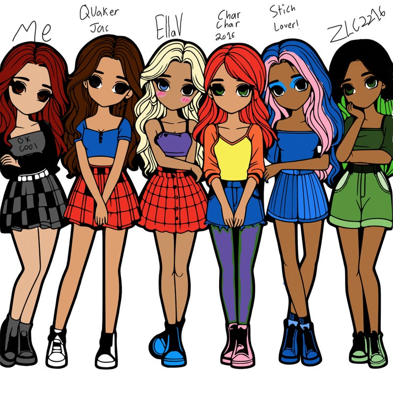 a group of girls realistic