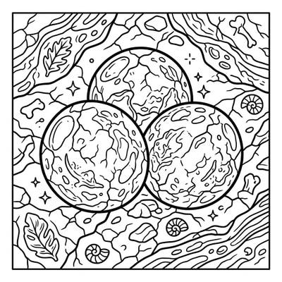 Embark on a fascinating journey to the Mesozoic Era with this intricate coloring page featuring ancient spherical dinosaur eggs. Discover a world of fossilized wonders, ready for your artistic interpretation.