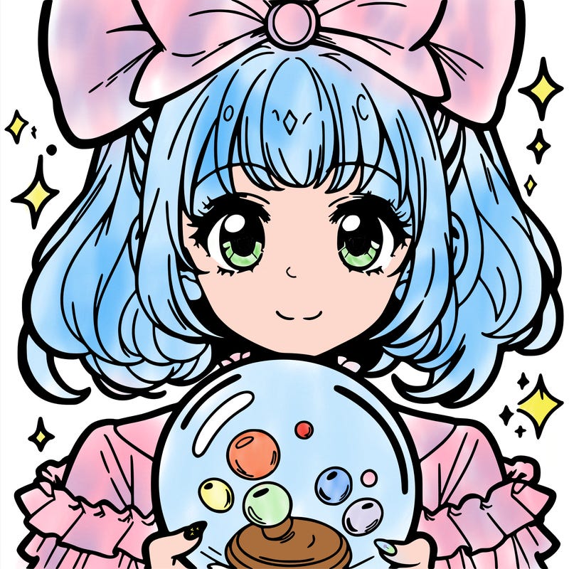 a girl with a crystal ball manga style