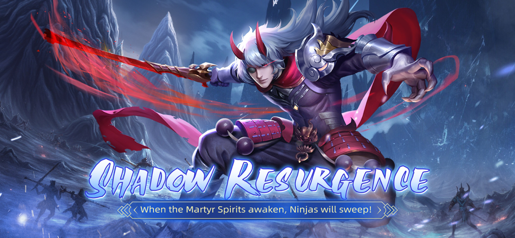 Conquer Online IIのシャドウ・リサージェンスアップデートのプロモーションアート。輝く赤い刃を持つ忍者キャラクターが登場。