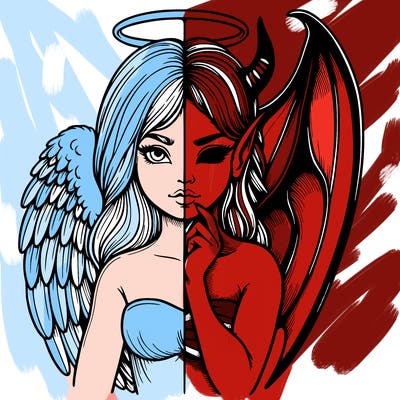 realistic angel half demon