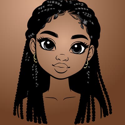 a realistic black girl with braids