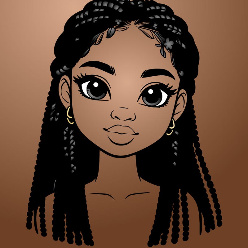 a realistic black girl with braids