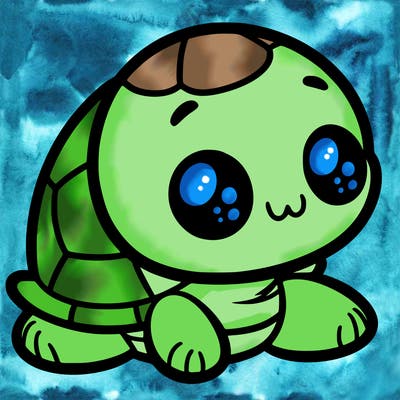 cute little animated turtle