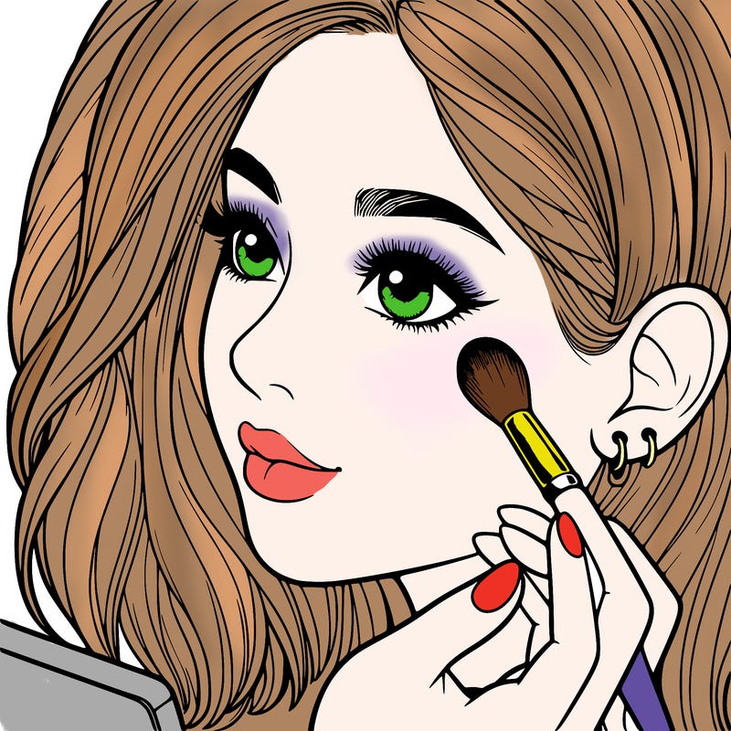 a realistic girl doing her makeup