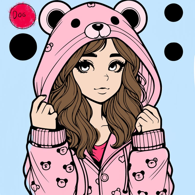 realistic girl in a animal pjs hoodie