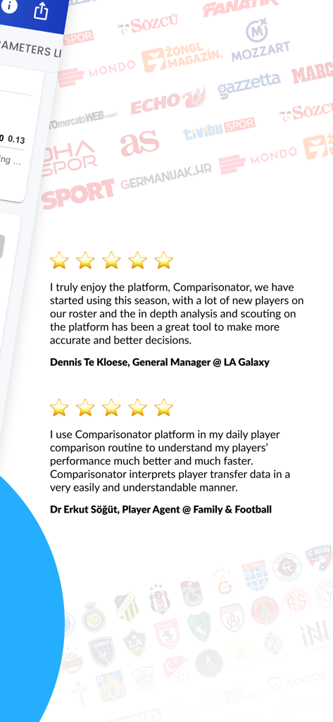 Comparisonator: Football Data - Comparisonator 축구 데이터 앱에 대한 총괄 매니저 및 선수 에이전트의 전문 추천사