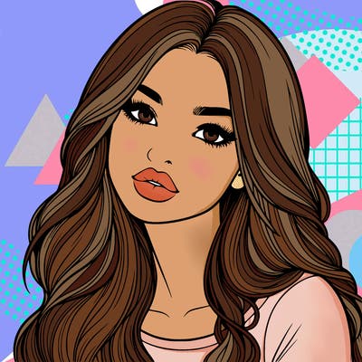 realistic girl with hair on her hair and lips