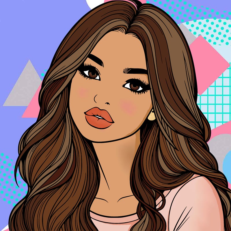 realistic girl with hair on her hair and lips