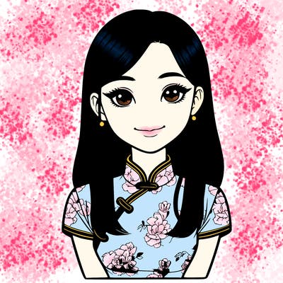 realistic asian girl wearing qipao