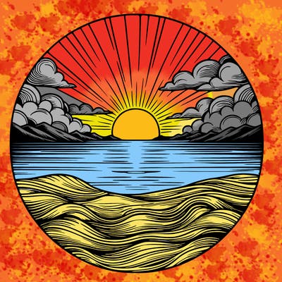 realistic sunset
