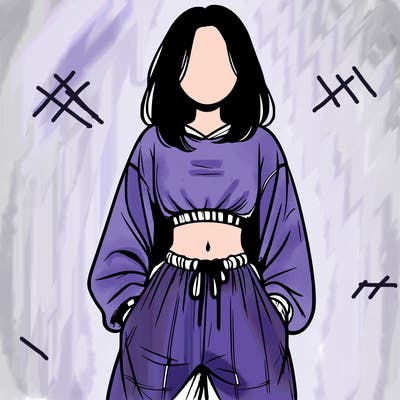 realistic girl faceless with baggy pants and a crop top