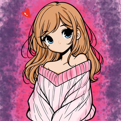 shy pretty girl wearing a sweater that is falling off one shoulder portrait