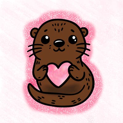 otter with a heart