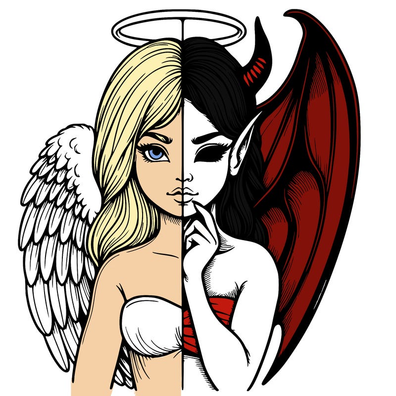 realistic angel half demon