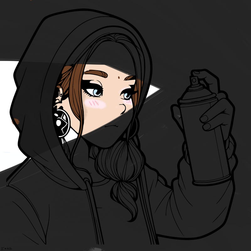 a realistic girl, spray painting