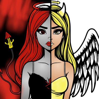 devil vs angel realistic girl