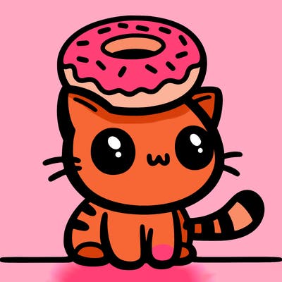 a cat with a donut on his head