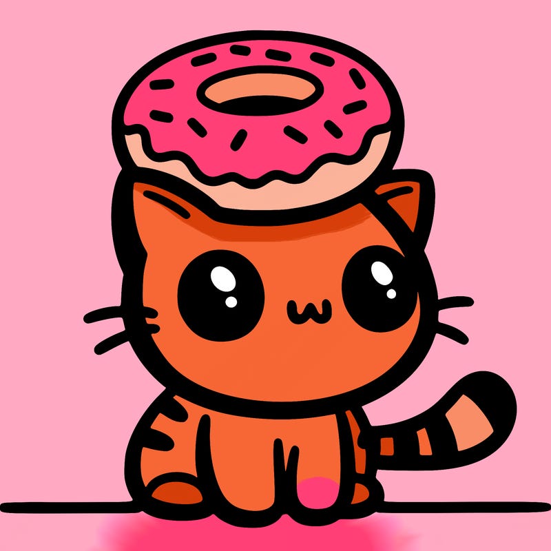 a cat with a donut on his head