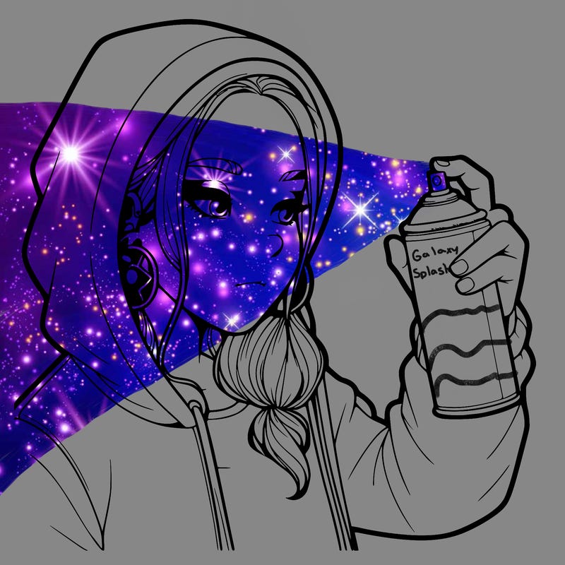 a realistic girl, spray painting