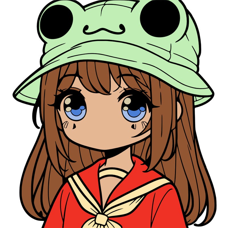 a girl with a frog hat