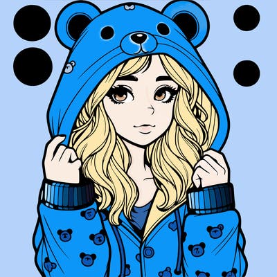 realistic girl in a animal pjs hoodie
