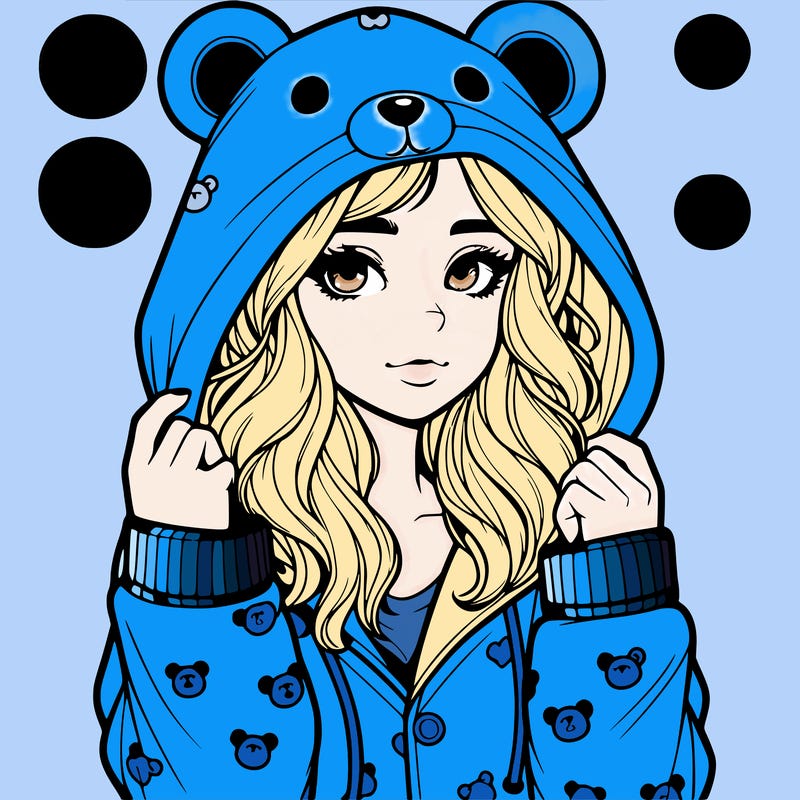 realistic girl in a animal pjs hoodie