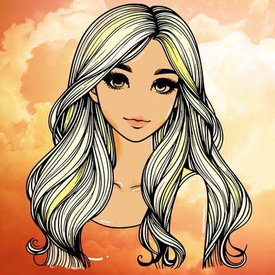 beautiful realistic girl with long hair