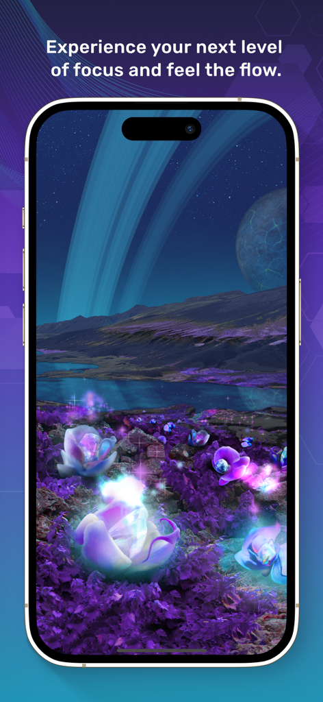 Sens.ai Brain Training - Sens.ai app showing a surreal landscape for focus and flow states