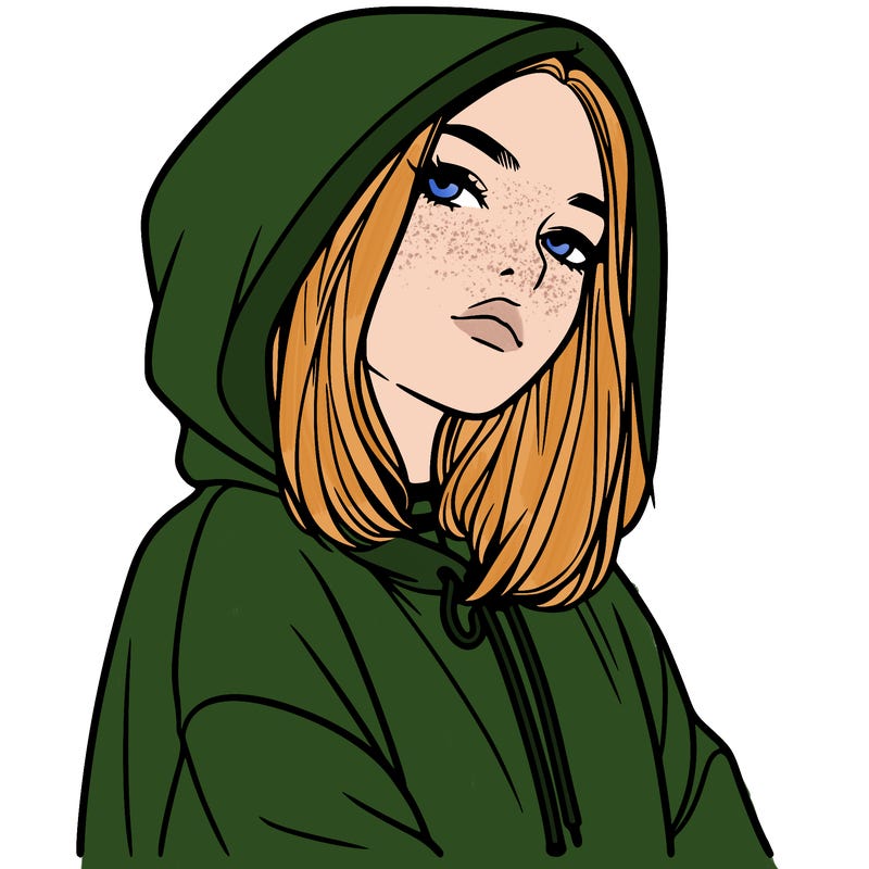 a realistic girl in a hoodie