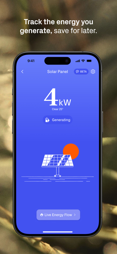 iPhone displaying Hive app solar panel energy generation dashboard