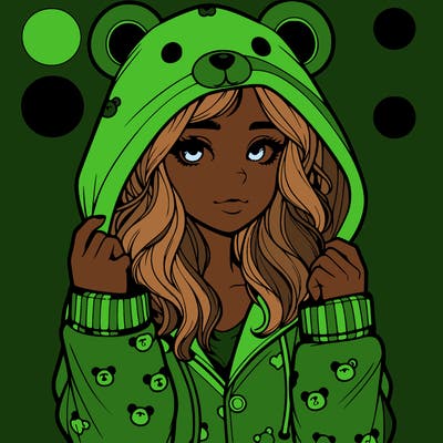 realistic girl in a animal pjs hoodie