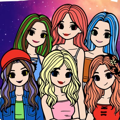 a group of five girls friends