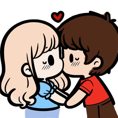 a girl and a boy kissing