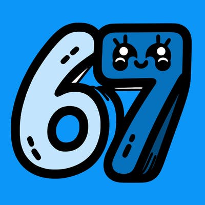 the numbers 67