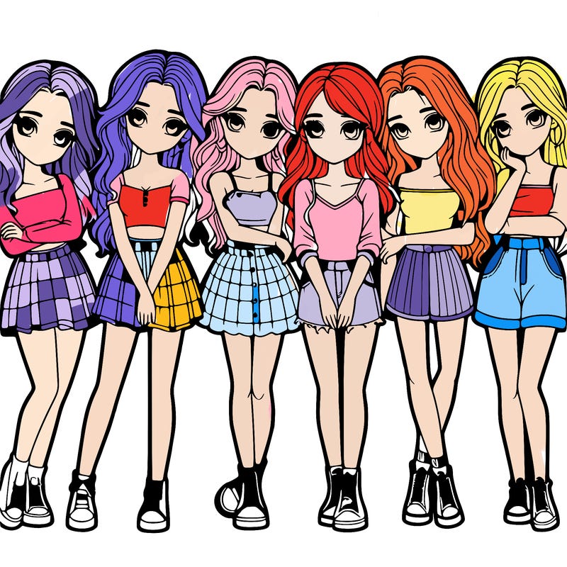 a group of girls realistic