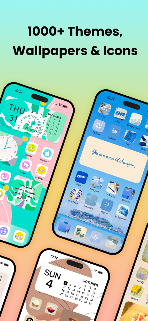 Theme Store - Theme Changer - Multiple iPhone home screen designs with aesthetic themes, custom icons, and colorful widgets