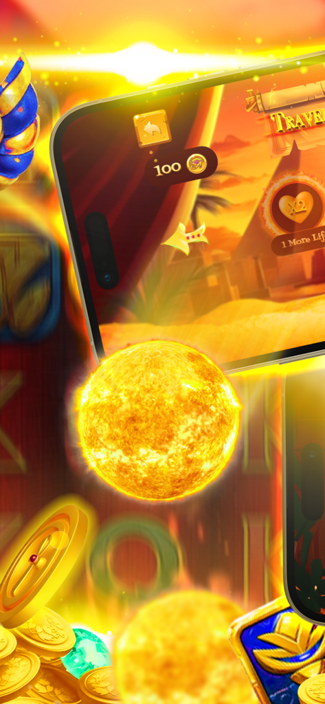 Egypt: Sun Eclipse - Jugabilidad vibrante del arcade de Egypt Sun Eclipse con soles brillantes y motivos egipcios