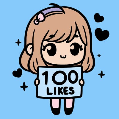 cute girl holding up a sign that says 100 likes