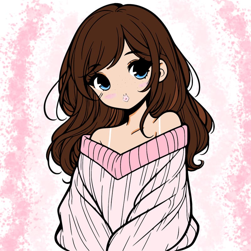 shy pretty girl wearing a sweater that is falling off one shoulder portrait