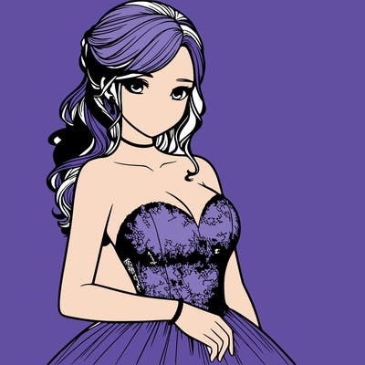 realistic girl in prom dress
