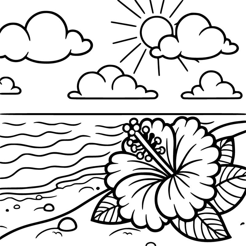 hibiscus by the beach in the sand