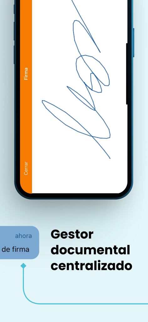 TramitApp Empleado - A smartphone screen showing the electronic signature feature within the TramitApp centralized document manager
