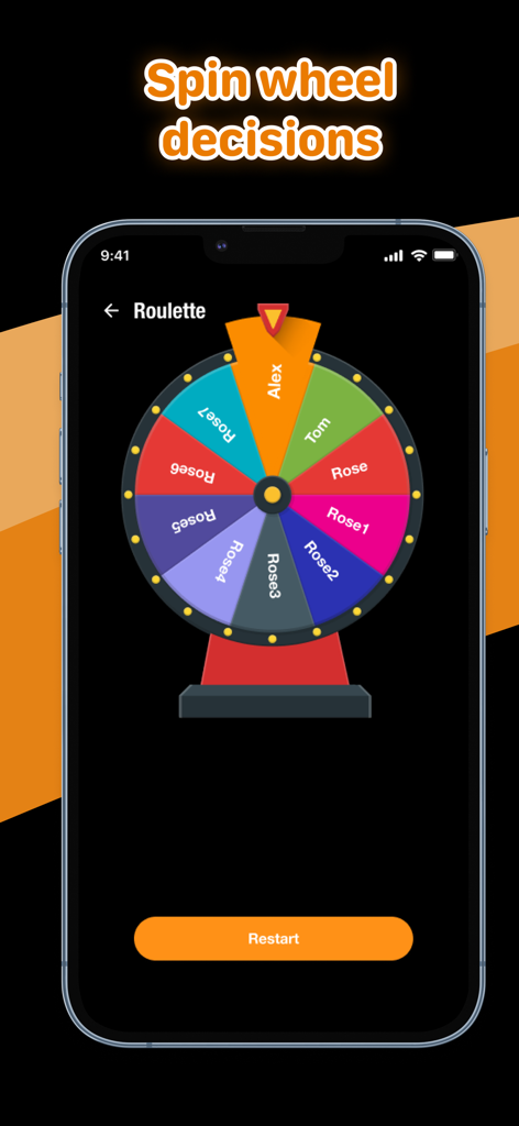Spin The Wheel - Finger Picker - Digital roulette wheel in the Spin The Wheel app used for making group decisions