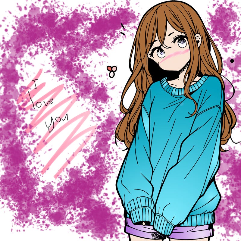 manga teen girl  in a sweater and baggy pants