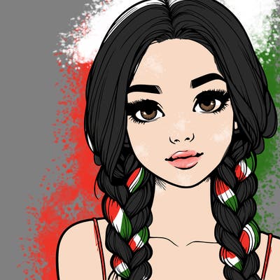 realistic girl with braids