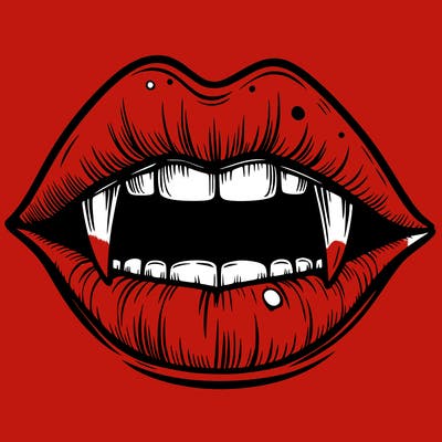 lips with vampire teeth