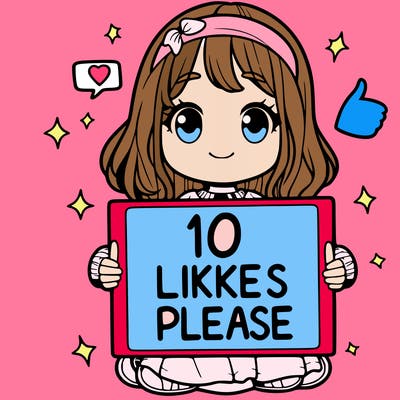 girl holding sign saying 10 likes please
