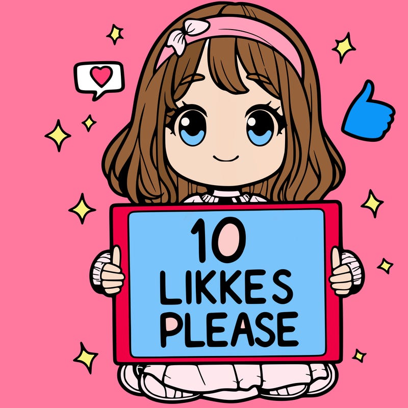 girl holding sign saying 10 likes please