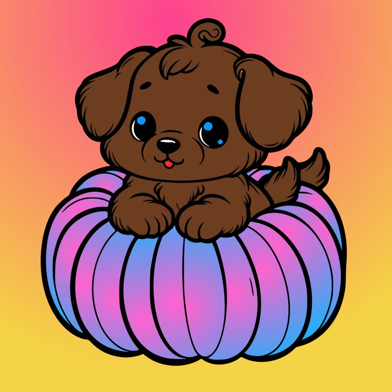 cute little puppy in a pumpkin